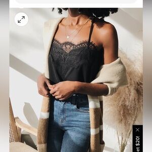 Lulus Maddox Black Satin Lace Cami